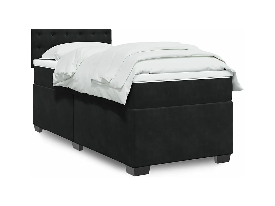 Boxspringbett mit Matratze Schwarz 90x190 cm Samt