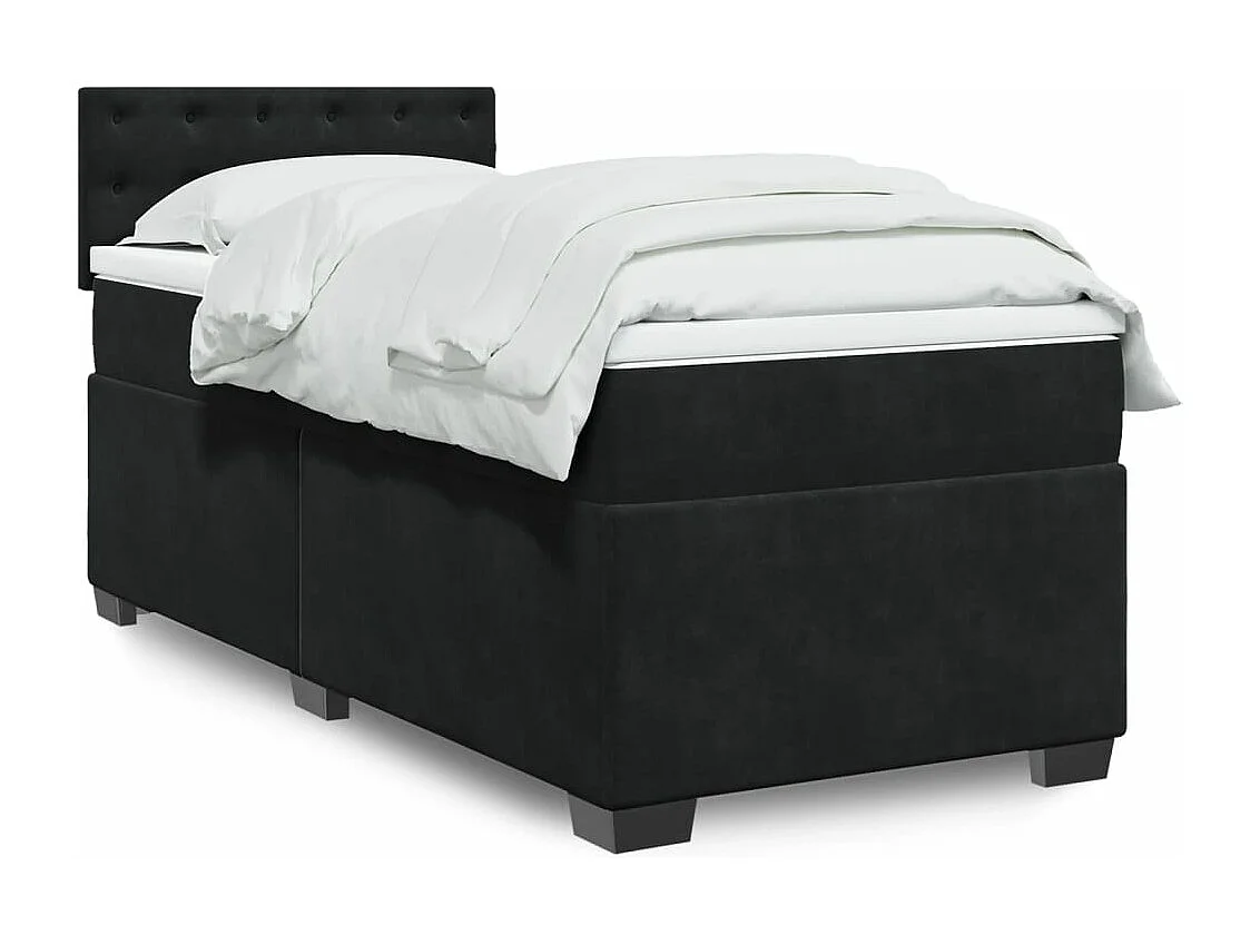 Boxspringbett mit Matratze Schwarz 90x190 cm Samt
