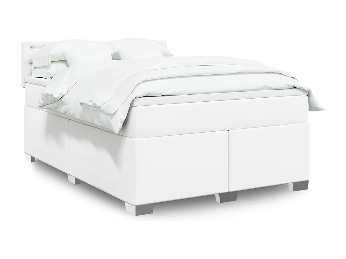 Sommier à lattes de lit avec matelas Blanc 140x190cm Similicuir