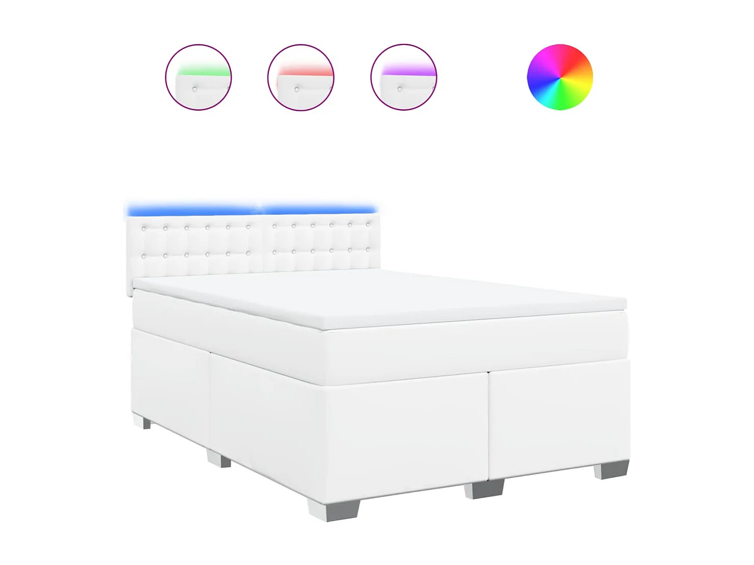 Sommier à lattes de lit avec matelas Blanc 140x190cm Similicuir