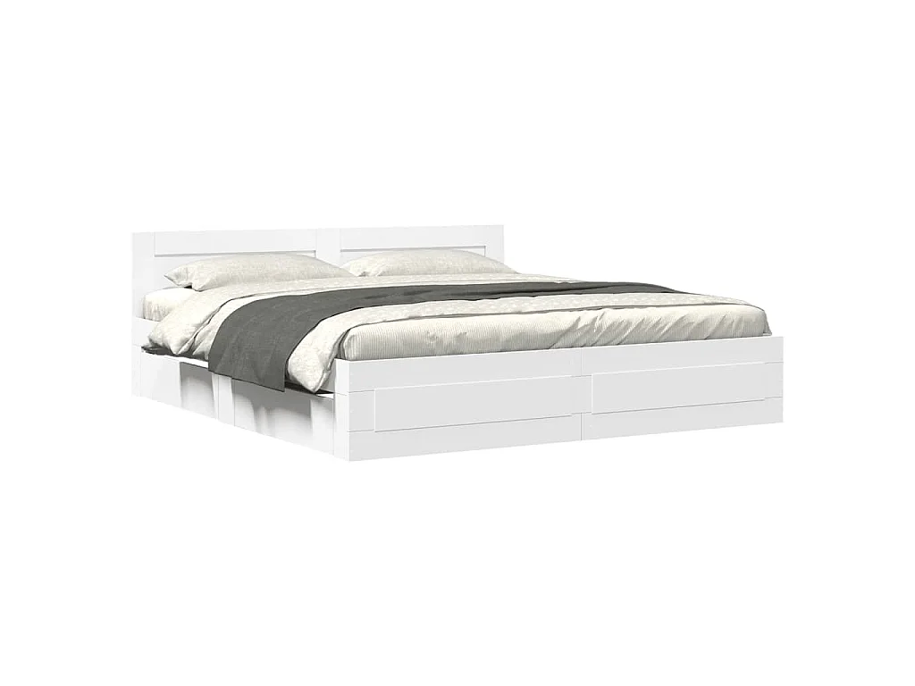 Estructura de cama con cabecero sin colchón blanco 200x200 cm