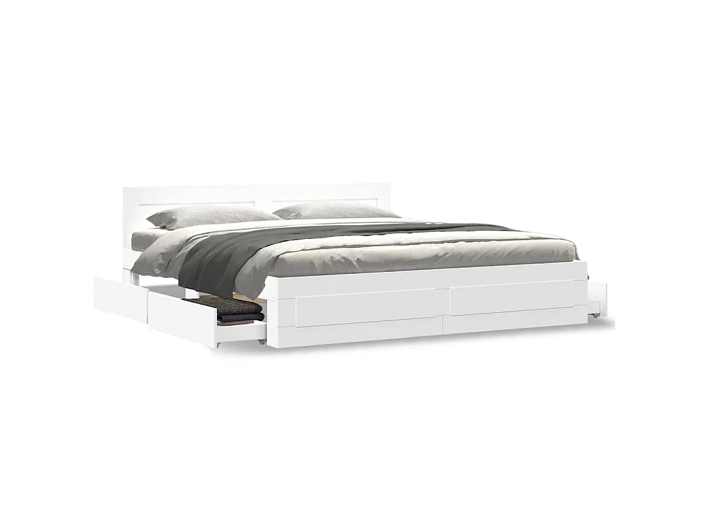 Estructura de cama con cabecero sin colchón blanco 200x200 cm