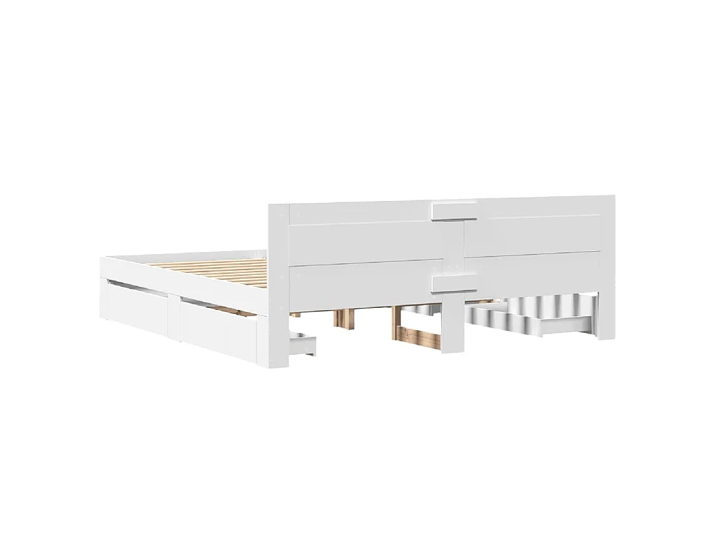 Estructura de cama con cabecero sin colchón blanco 200x200 cm