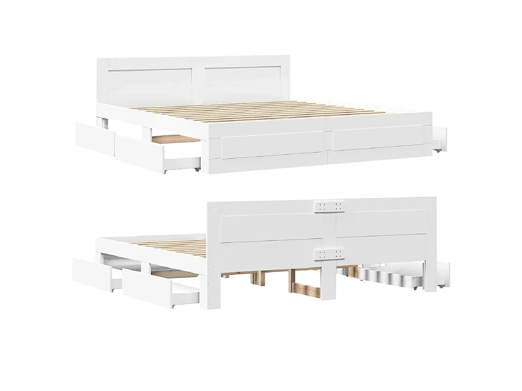 Estructura de cama con cabecero sin colchón blanco 200x200 cm