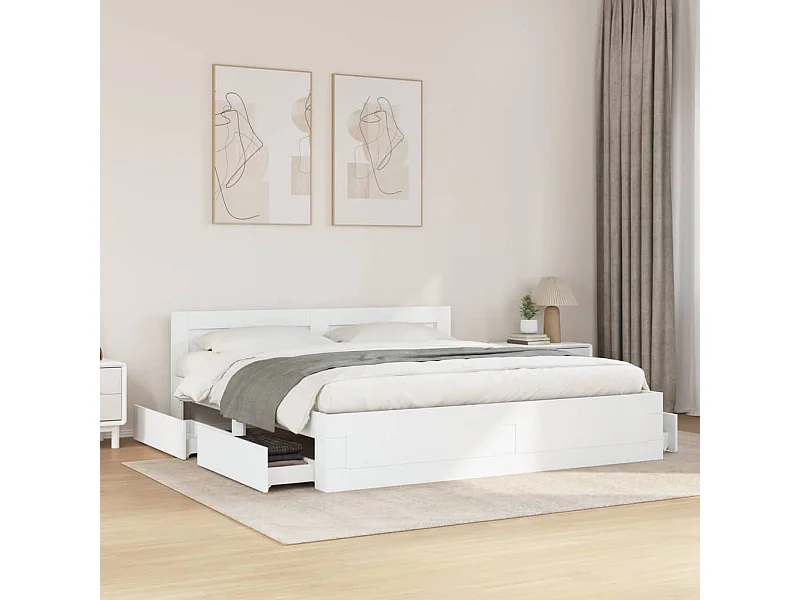 Estructura de cama con cabecero sin colchón blanco 200x200 cm