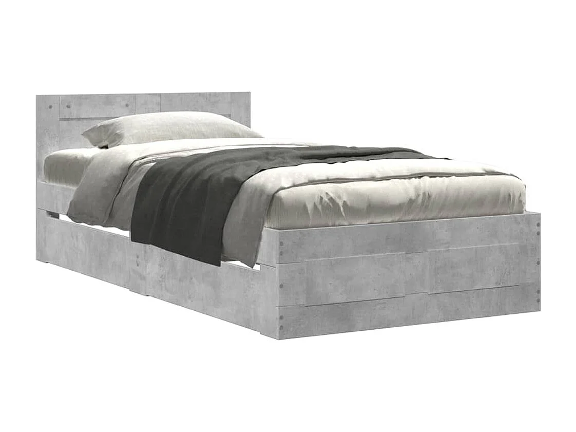 Giroletto Testiera Grigio Cemento 75x190 cm Legno Multistrato