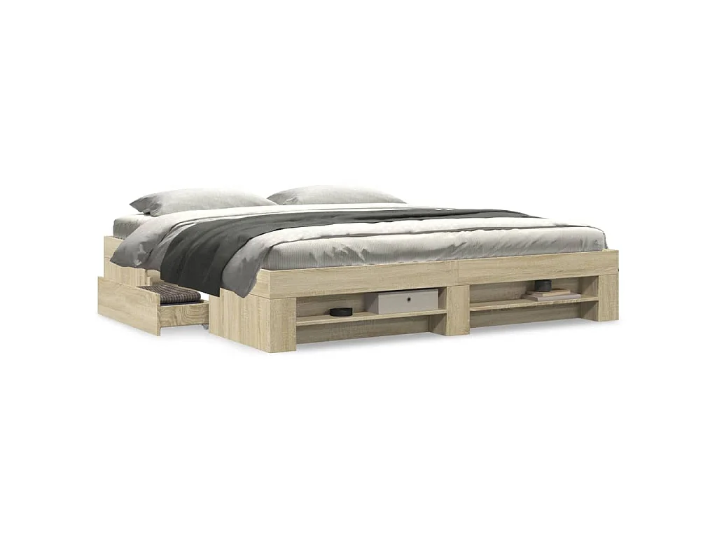 Cadre de lit sans matelas chêne sonoma 200x200 cm