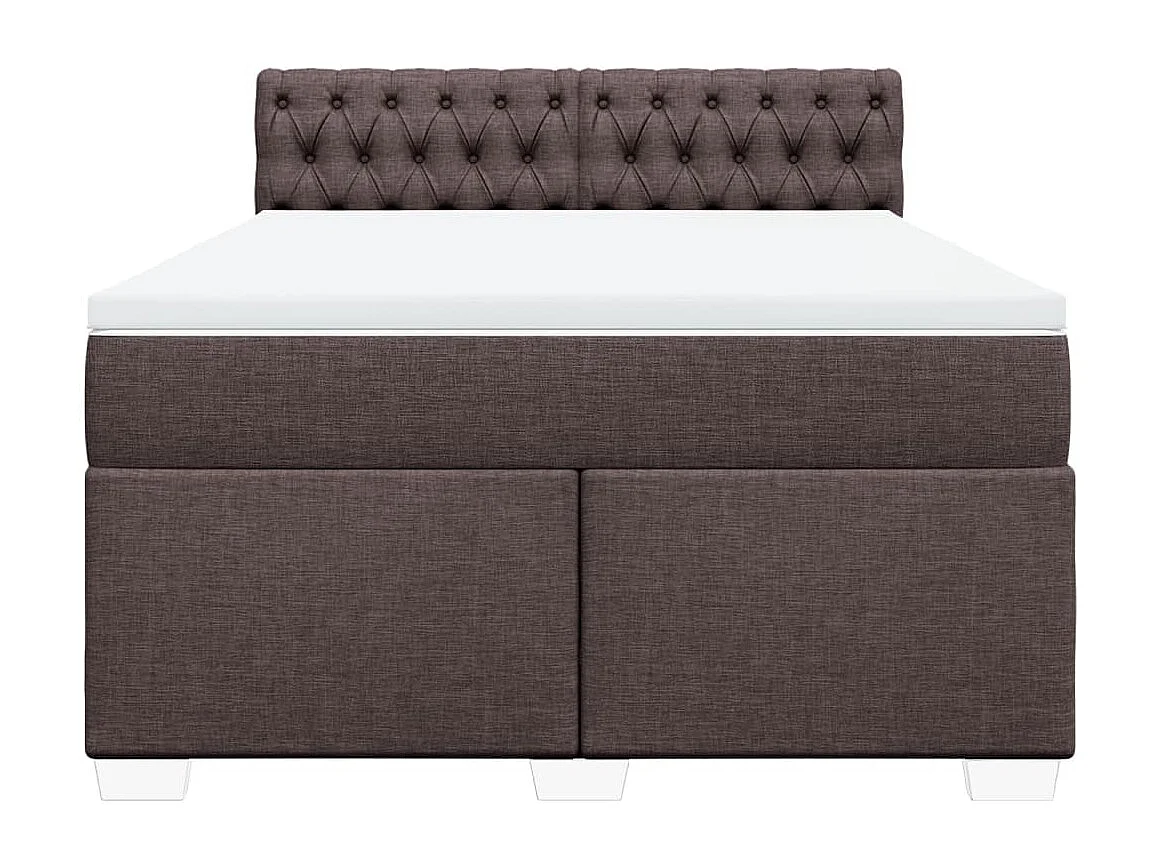 Giroletto a Molle con Materasso Marrone Scuro 140x190cm Tessuto