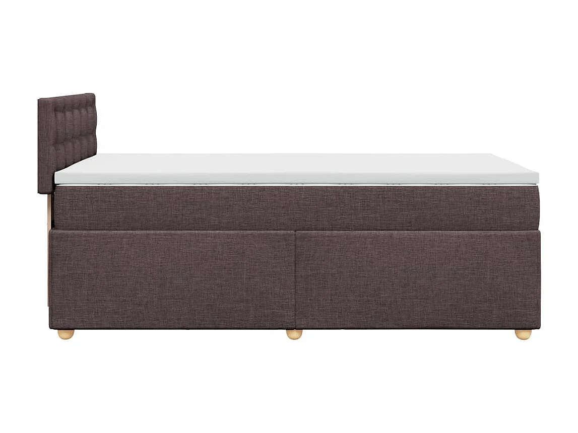 Cama box spring con colchón tela marrón oscuro 80x200 cm