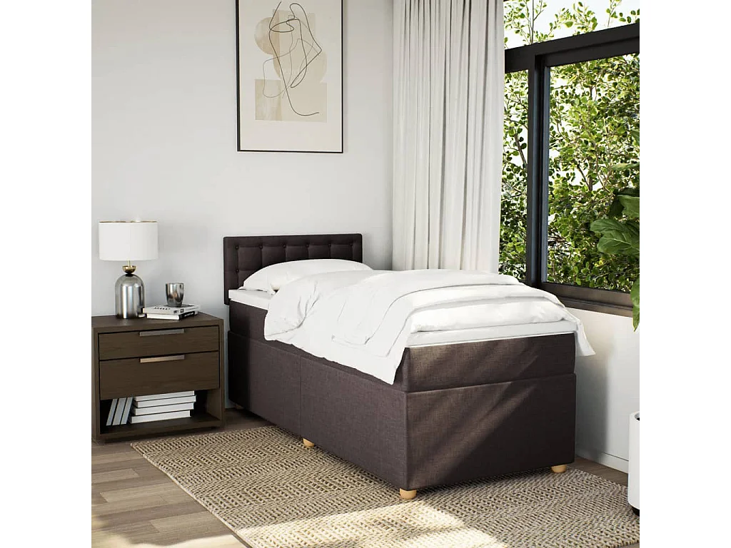 Cama com molas/colchão 80x200 cm tecido castanho-escuro