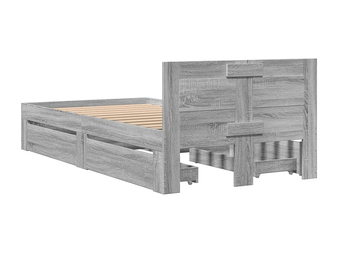 Cadre de lit avec tête de lit sans matelas sonoma gris 75x190cm