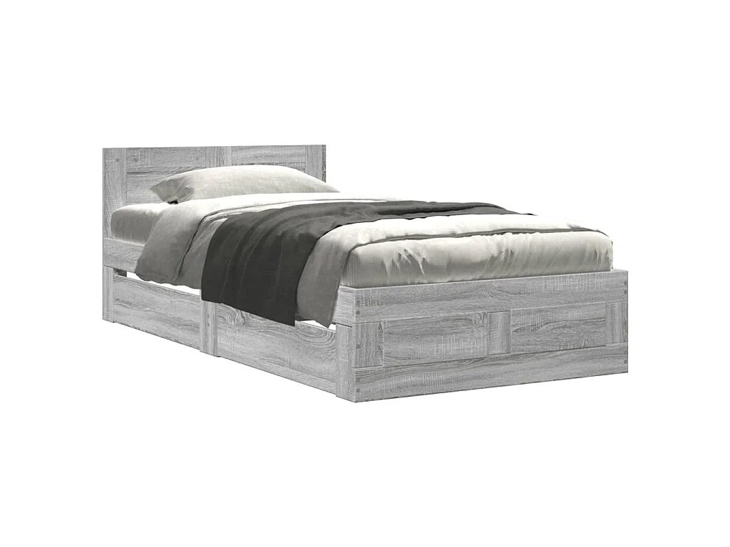 Bettgestell mit Kopfteil Grau Sonoma 75x190 cm Holzwerkstoff