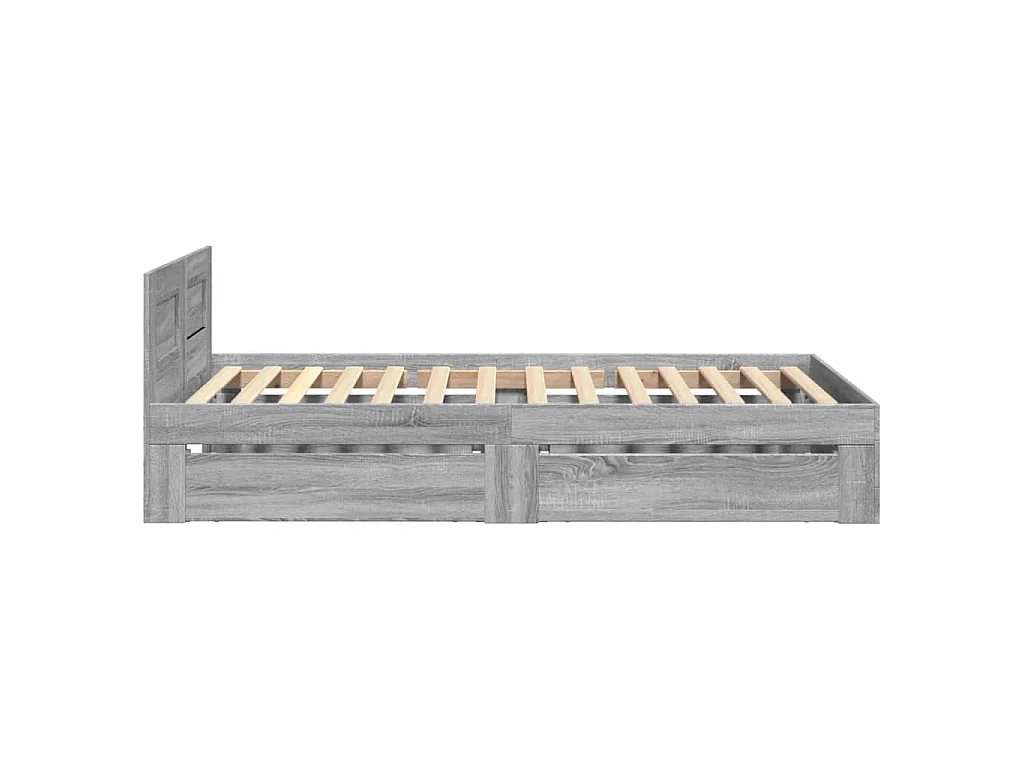 Bettgestell mit Kopfteil Grau Sonoma 75x190 cm Holzwerkstoff