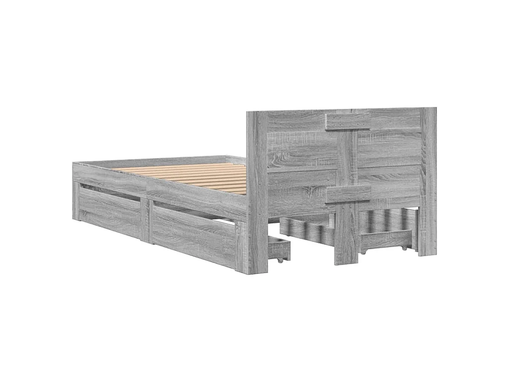 Bettgestell mit Kopfteil Grau Sonoma 75x190 cm Holzwerkstoff