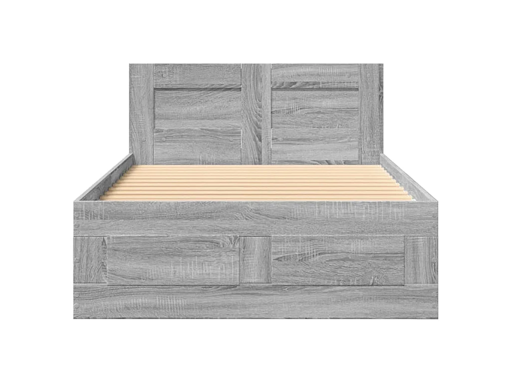 Cadre de lit avec tête de lit sans matelas sonoma gris 75x190cm