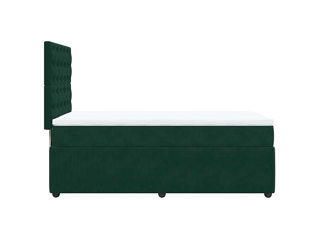 Cama box spring con colchón terciopelo verde oscuro 80x200 cm