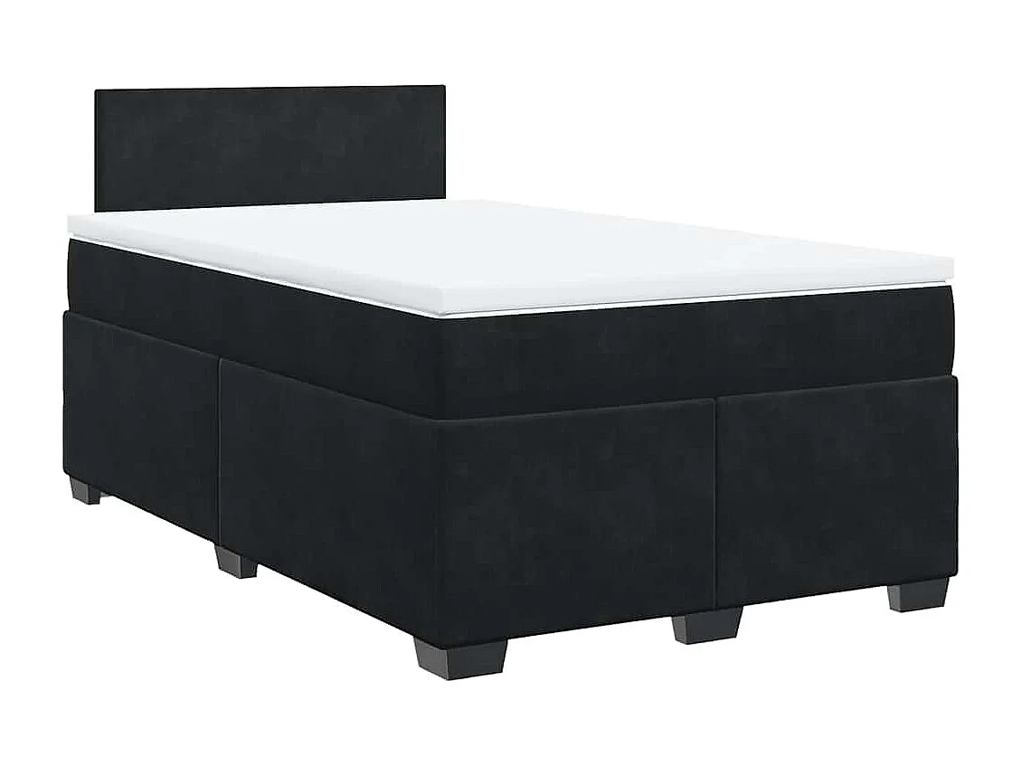 Cama box spring con colchón terciopelo negro 120x190 cm