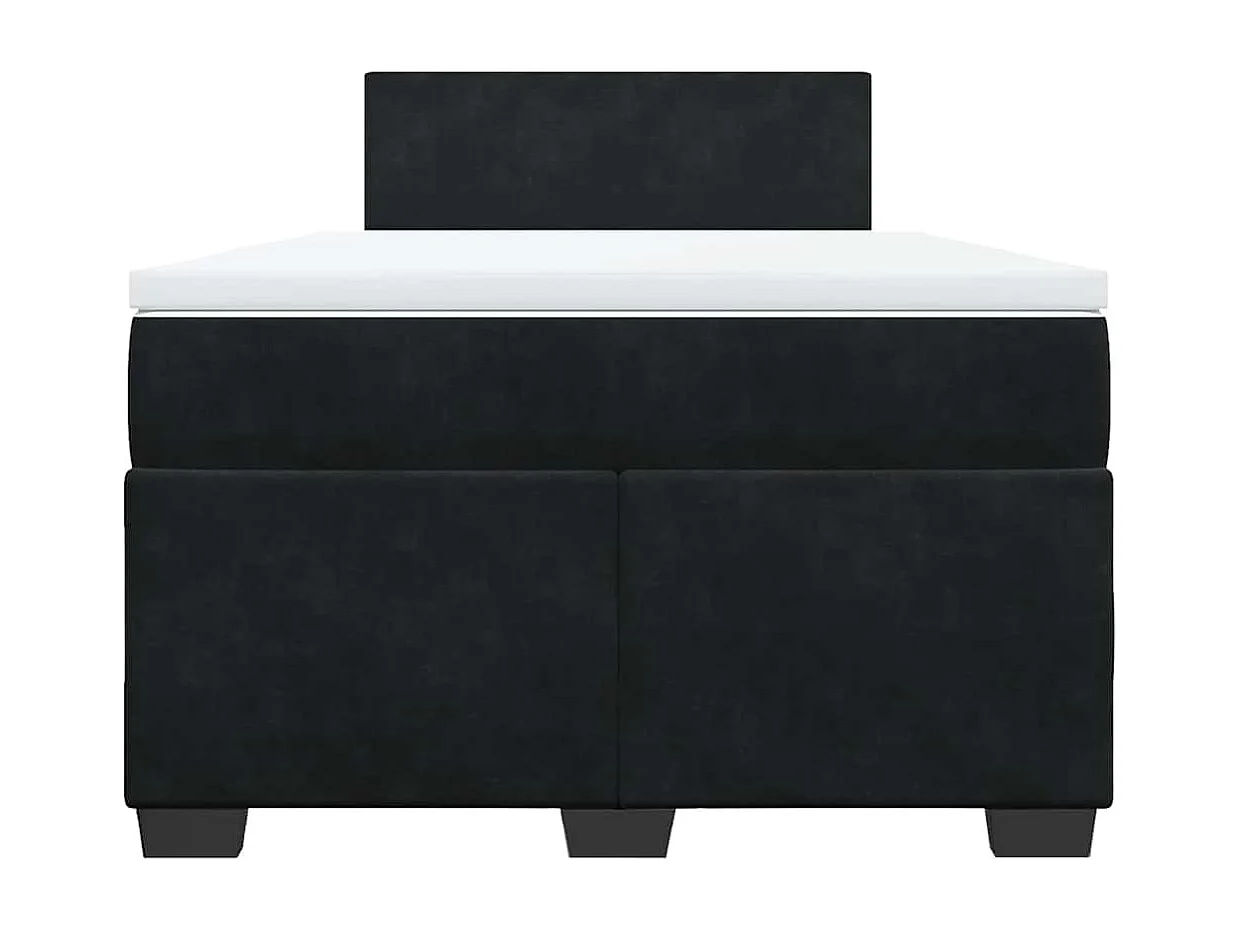 Cama box spring con colchón terciopelo negro 120x190 cm