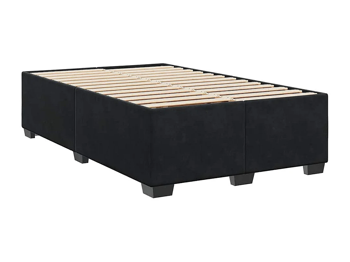 Cama box spring con colchón terciopelo negro 120x190 cm