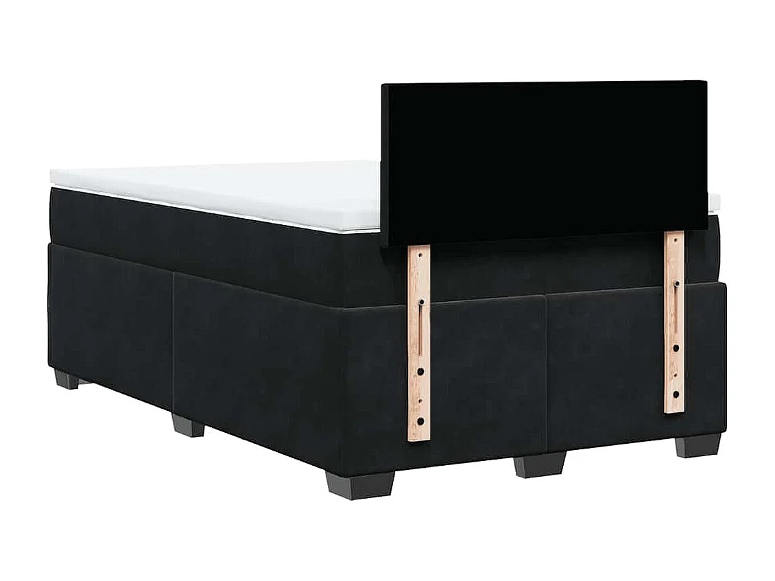 Cama box spring con colchón terciopelo negro 120x190 cm