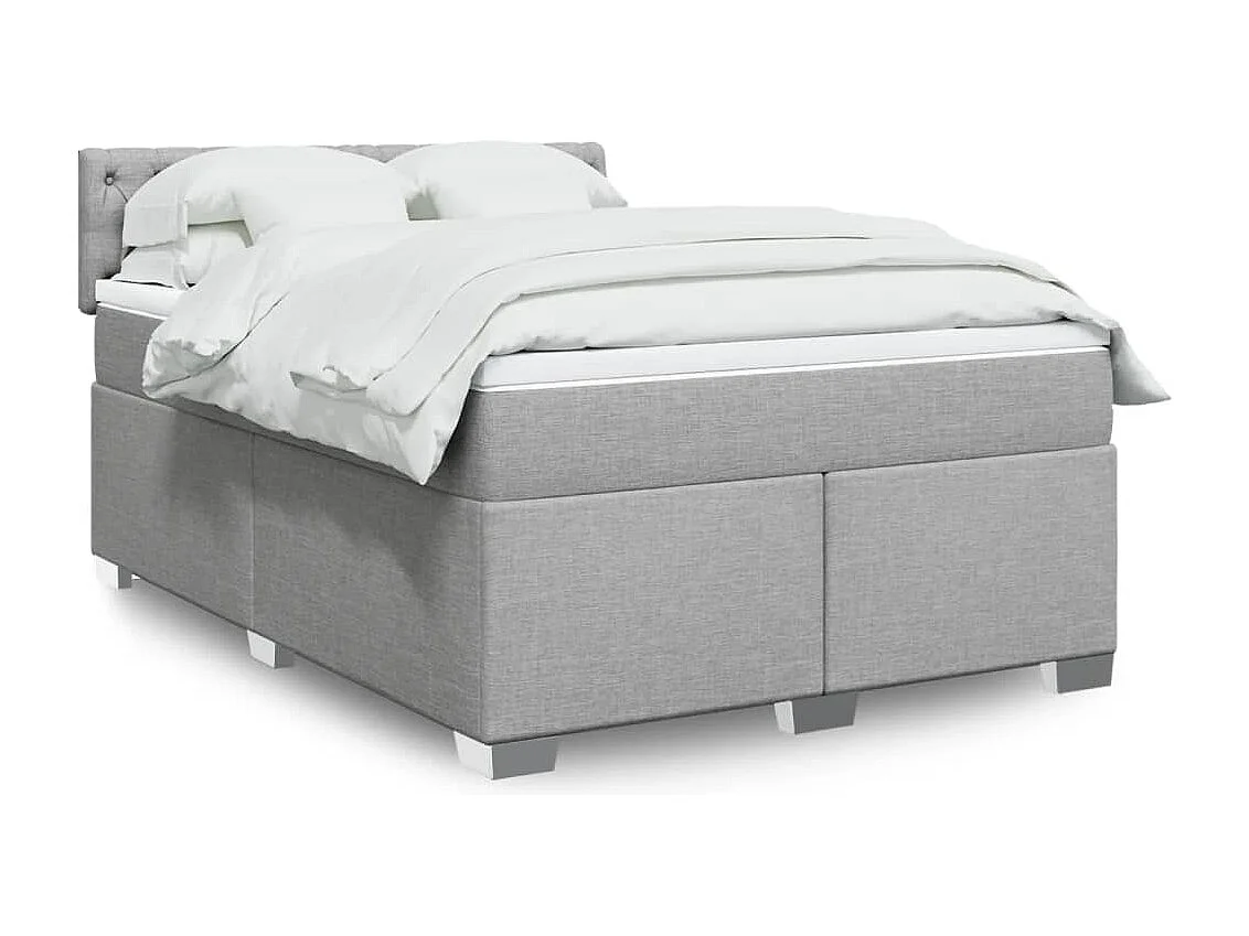 Sommier à lattes de lit avec matelas Gris clair 140x190cm Tissu