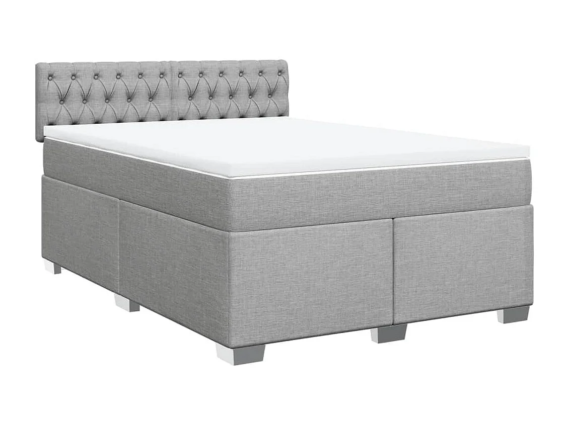 Sommier à lattes de lit avec matelas Gris clair 140x190cm Tissu