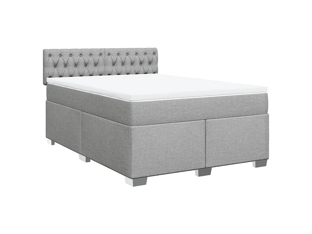 Boxspringbett mit Matratze Hellgrau 140x190 cm Stoff