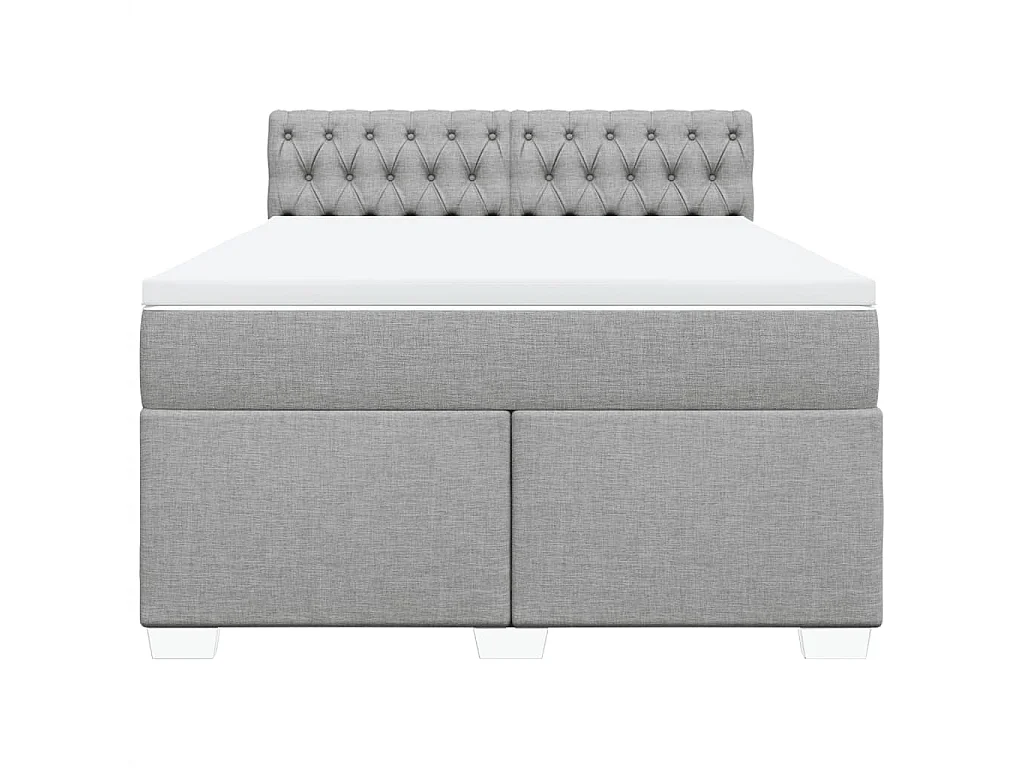 Boxspringbett mit Matratze Hellgrau 140x190 cm Stoff