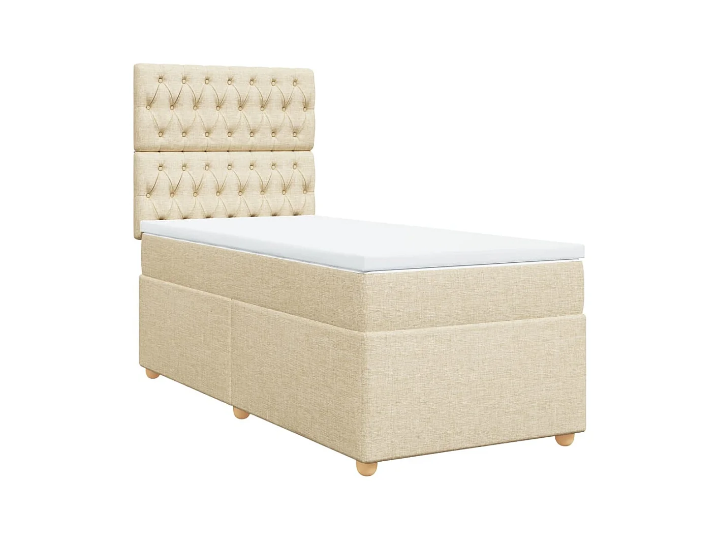 Sommier à lattes de lit et matelas Crème 90x190 cm Tissu