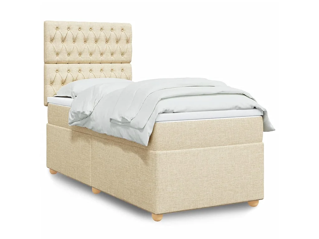Boxspringbett mit Matratze Creme 90x190 cm Stoff