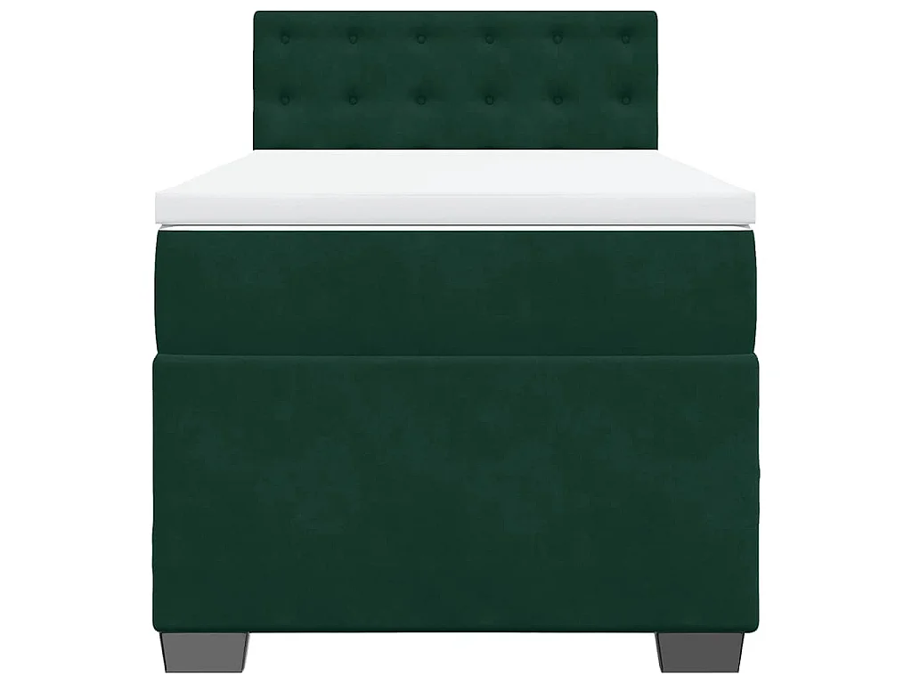 Cama box spring con colchón terciopelo verde oscuro 80x200 cm