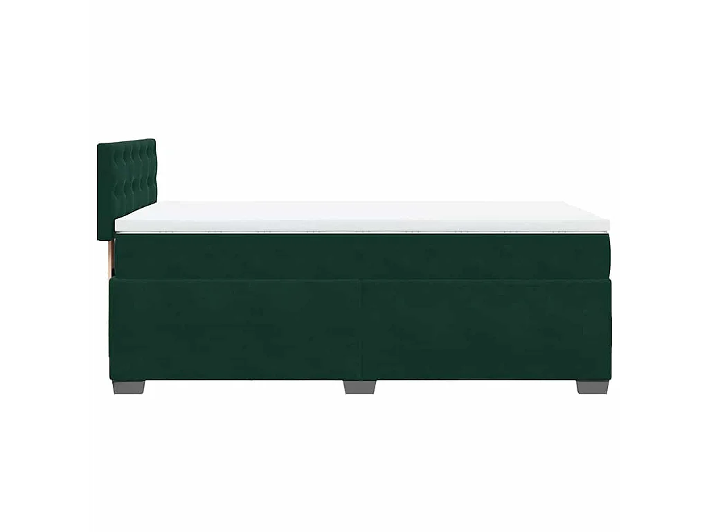 Cama box spring con colchón terciopelo verde oscuro 80x200 cm