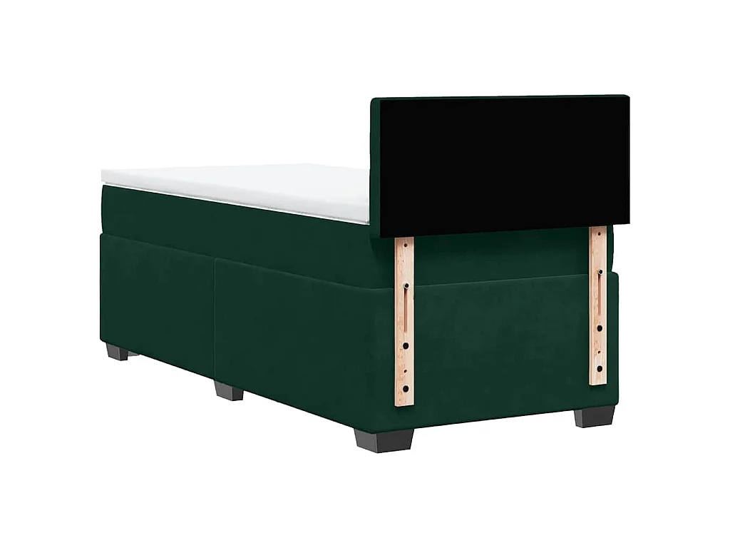 Cama box spring con colchón terciopelo verde oscuro 80x200 cm