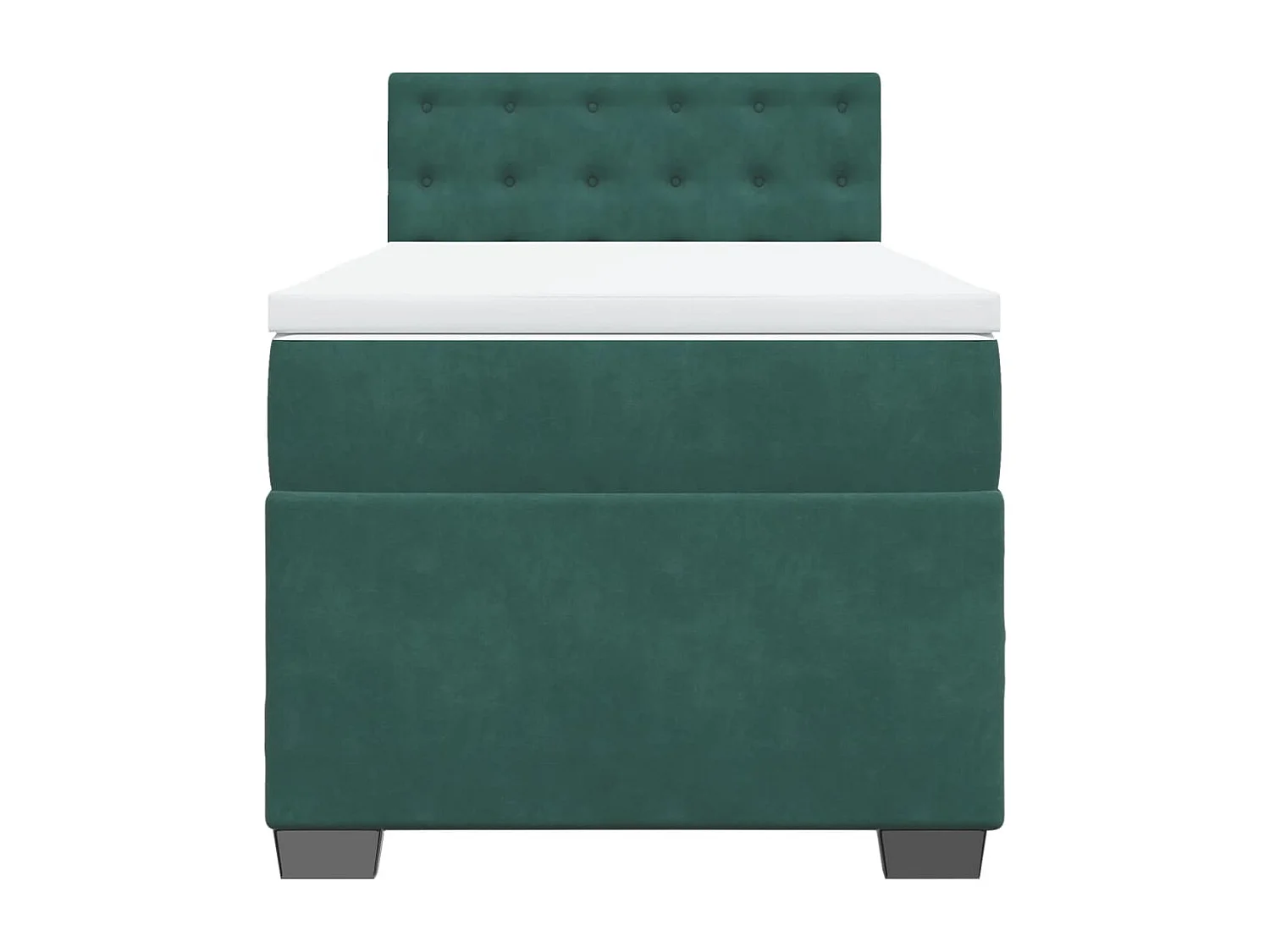 Cama box spring con colchón terciopelo verde oscuro 100x200 cm