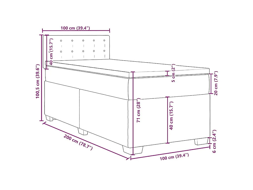 Boxspringbett mit Matratze Dunkelgrün 100x200 cm Samt