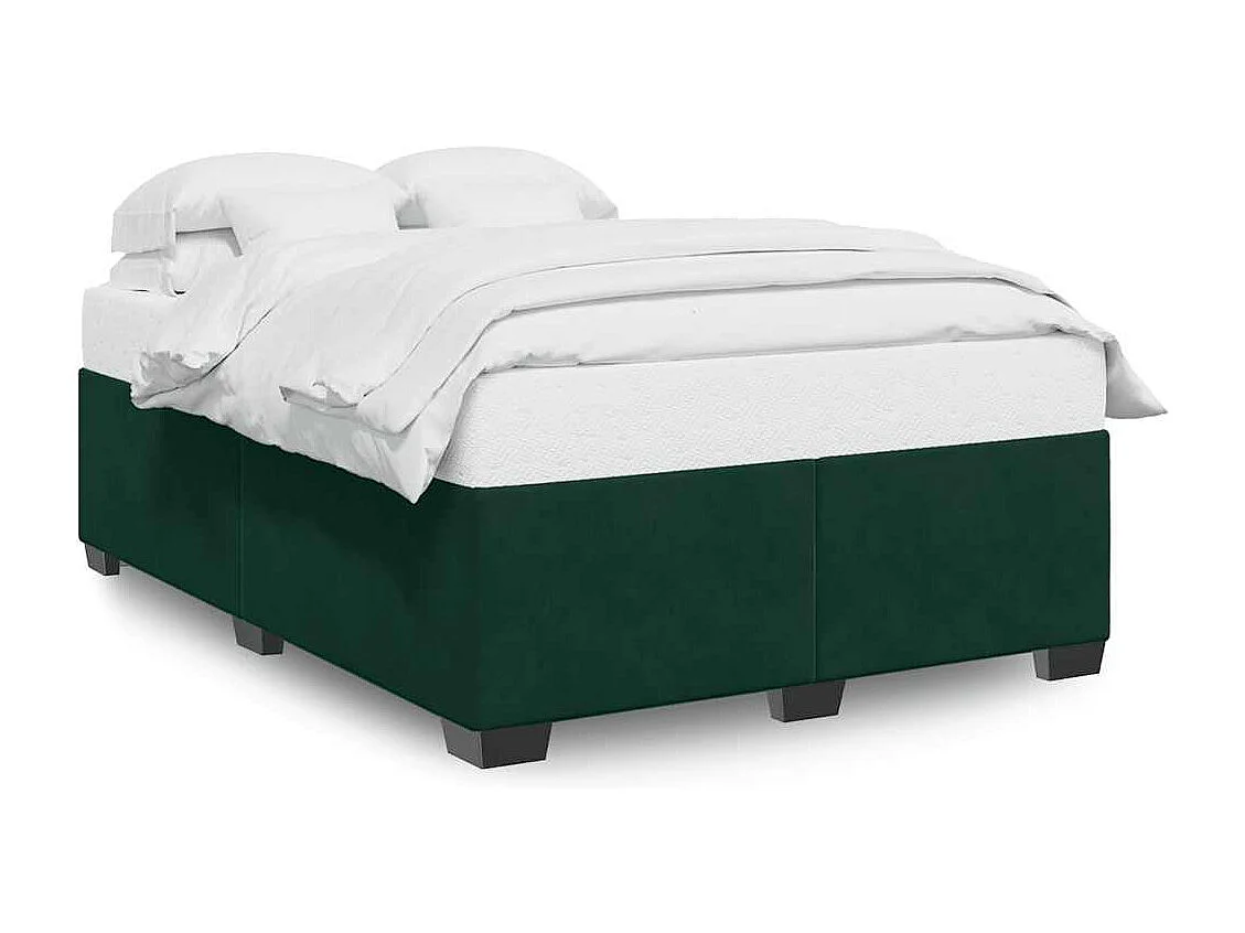 Cadre de lit sans matelas vert foncé 140x190 cm velours