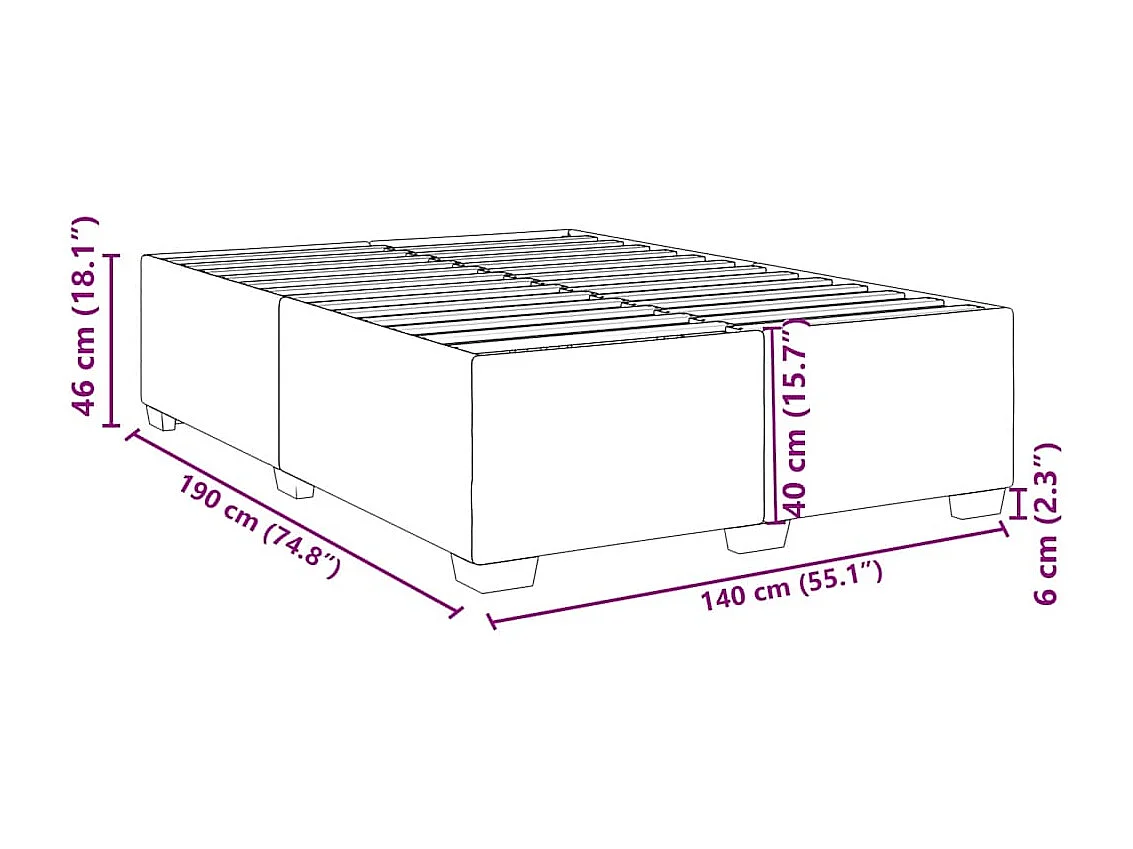 Cadre de lit sans matelas vert foncé 140x190 cm velours