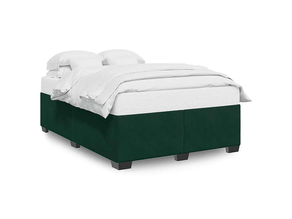 Cadre de lit sans matelas vert foncé 140x190 cm velours