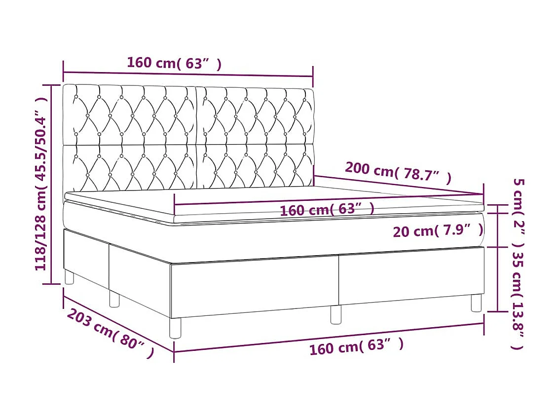 Boxspringbett mit Matratze Dunkelgrün 160x200 cm Samt