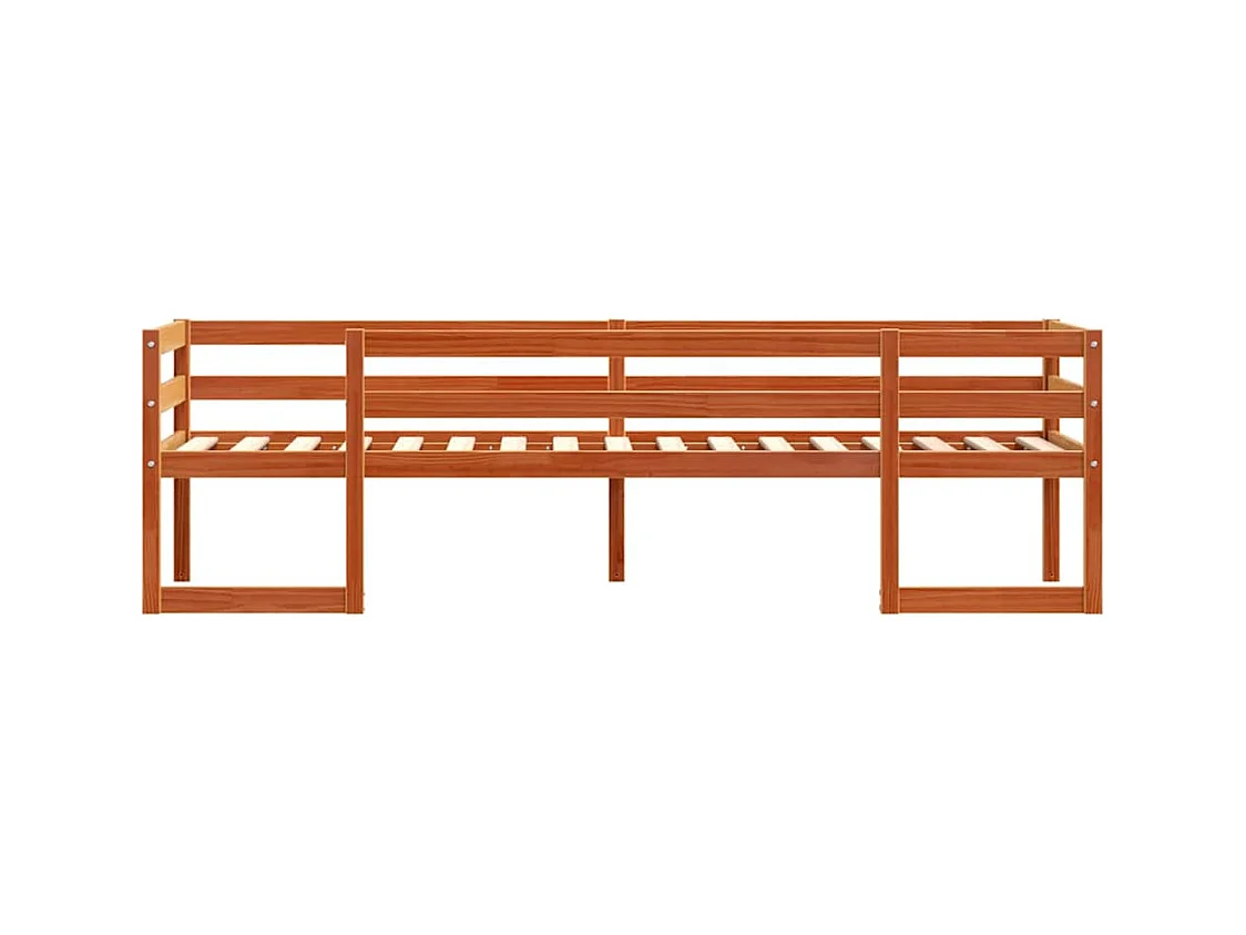 Kinderbedframe massief grenenhout wasbruin 75x190 cm