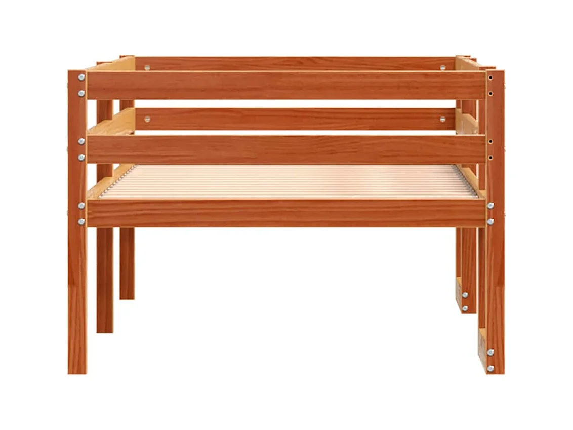Kinderbedframe massief grenenhout wasbruin 75x190 cm