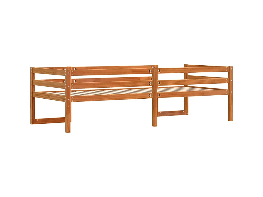 Kinderbedframe massief grenenhout wasbruin 75x190 cm