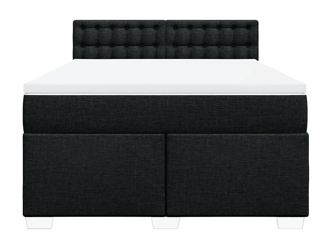 Cama box spring con colchón tela negro 160x200 cm