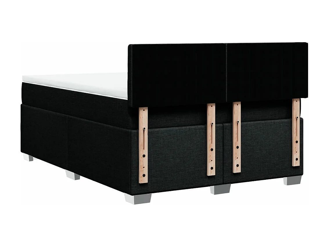 Cama box spring con colchón tela negro 160x200 cm