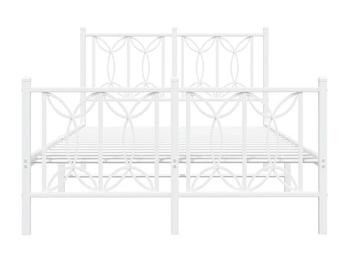 Bedframe met hoofd- en voeteneinde metaal wit 120 x 190 cm