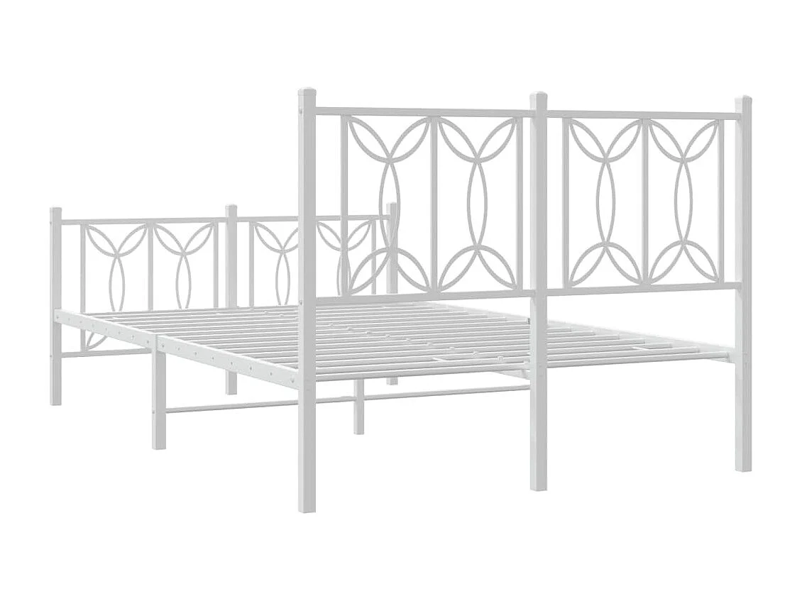 Bedframe met hoofd- en voeteneinde metaal wit 120 x 190 cm