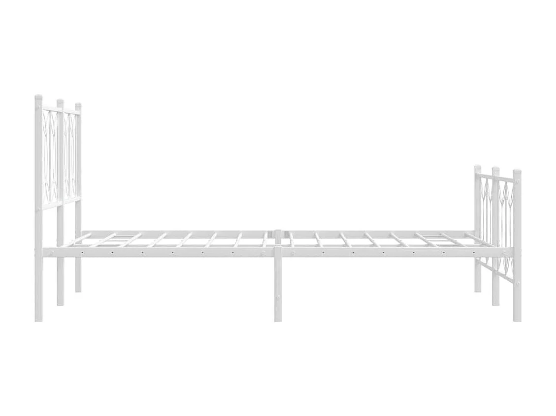Estrutura de cama com cabeceira e pés 120x190 cm metal branco