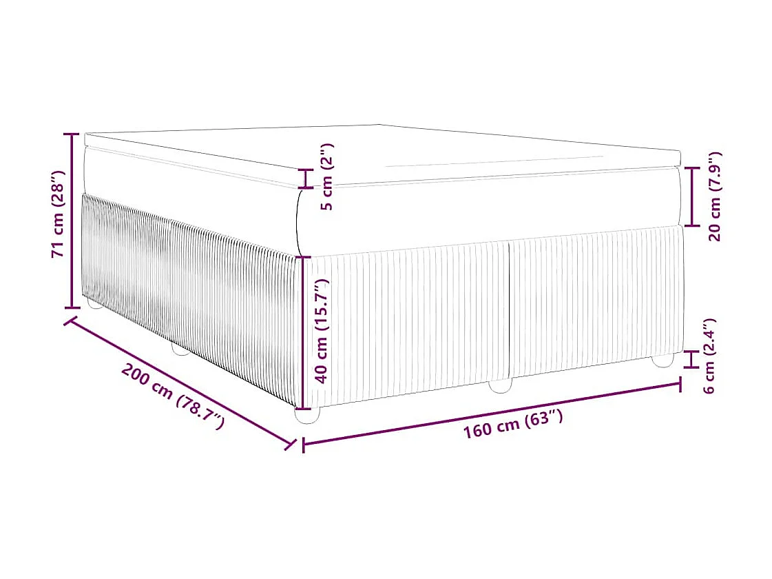 Boxspringbett mit Matratze Schwarz 160x200 cm Samt