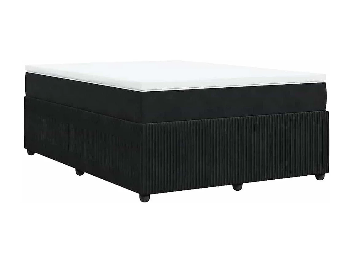 Boxspringbett mit Matratze Schwarz 160x200 cm Samt