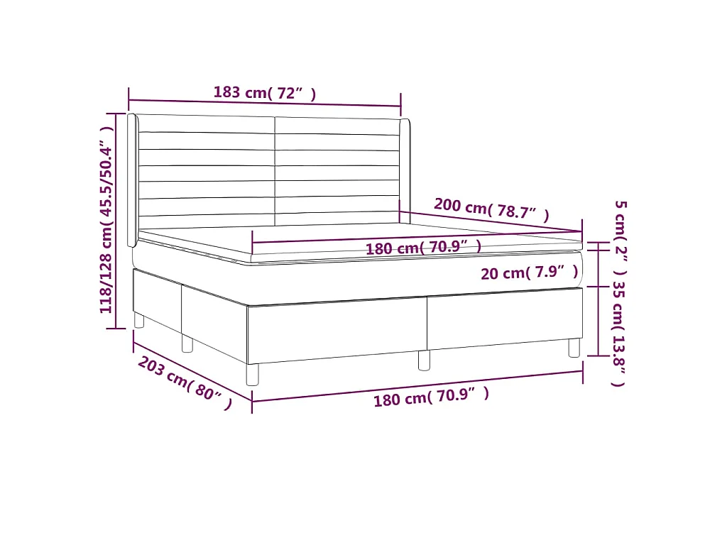 Boxspring met matras stof donkerbruin 180x200 cm